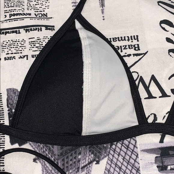 black and white triangle bikini top - Picture 2 of 3